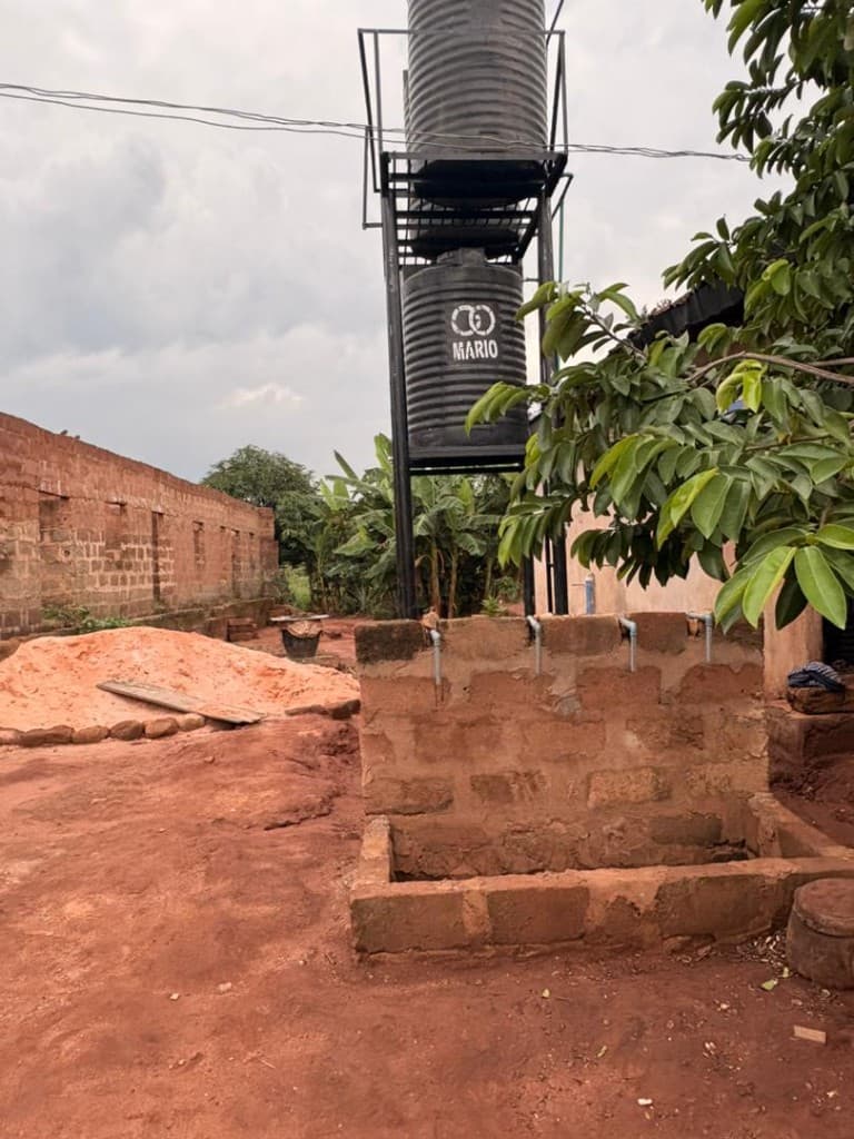 Elevated water tanks and tap station under construction at Fortress Academy